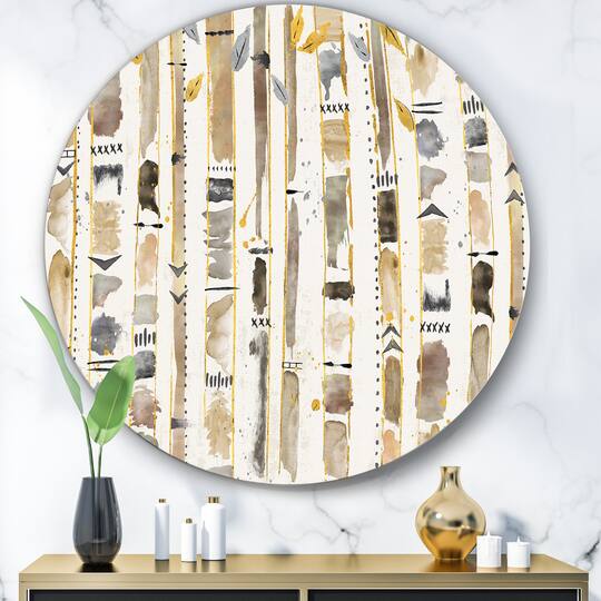 Designart - Abstract Gold Birch Trees I